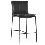 Mayer Leather Bar & Counter Stool, Jet Black-Furniture - Dining-High Fashion Home