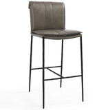 Mayer Leather Bar & Counter Stool, Pewter Gray-Furniture - Dining-High Fashion Home
