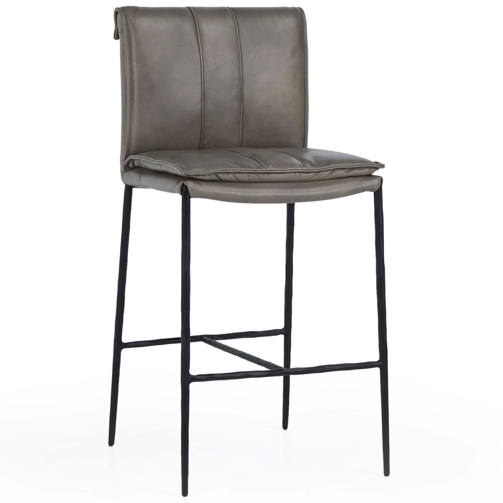 Mayer Leather Bar & Counter Stool, Pewter Gray-Furniture - Dining-High Fashion Home