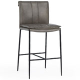 Mayer Leather Bar & Counter Stool, Pewter Gray-Furniture - Dining-High Fashion Home