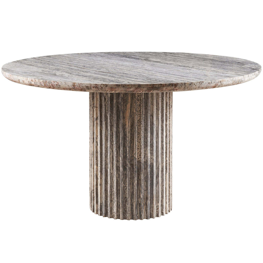 Meadow Round Dining Table, White Travertine-Furniture - Dining-High Fashion Home