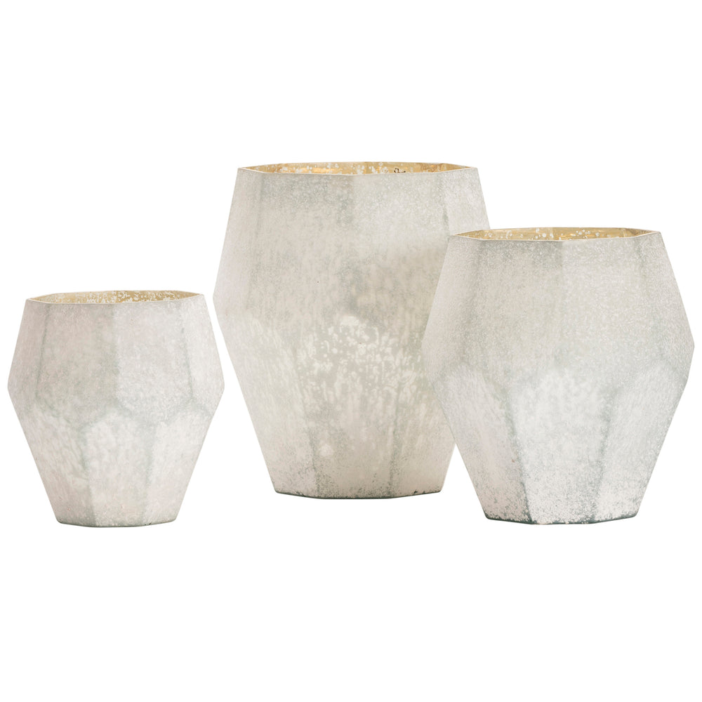 Medallion Glass Vase, White-Accessories-High Fashion Home