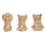 Meditation Elephants, Gold, Set of 3-Accessories-High Fashion Home