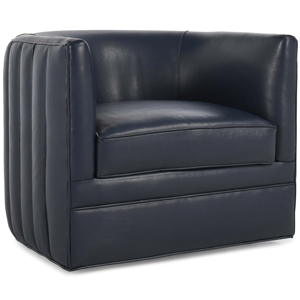 Menard Leather Chair, Nightfall Blue-Furniture - Chairs-High Fashion Home