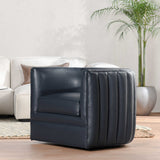 Menard Leather Chair, Nightfall Blue-Furniture - Chairs-High Fashion Home