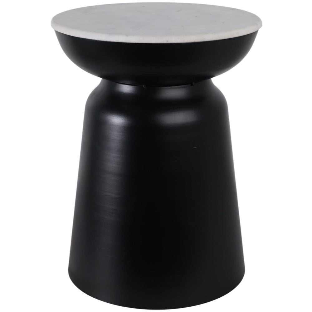 Metal Accent Table w/Marble Top, Black/White