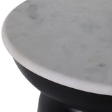 Metal Accent Table w/Marble Top, Black/White