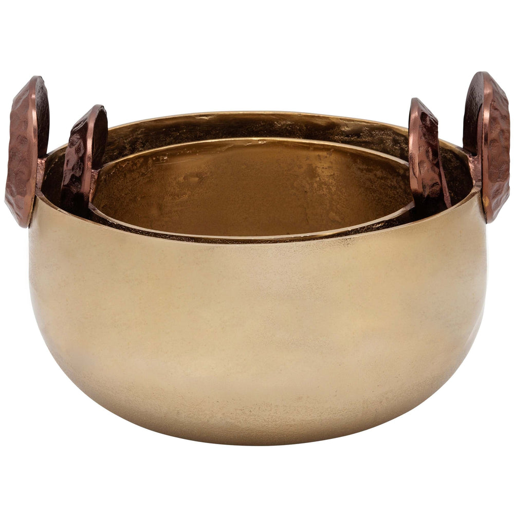 Metal Bowls w/Hammered Handles, Gold-Accessories-High Fashion Home