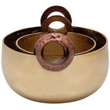 Metal Bowls w/Hammered Handles, Gold-Accessories-High Fashion Home