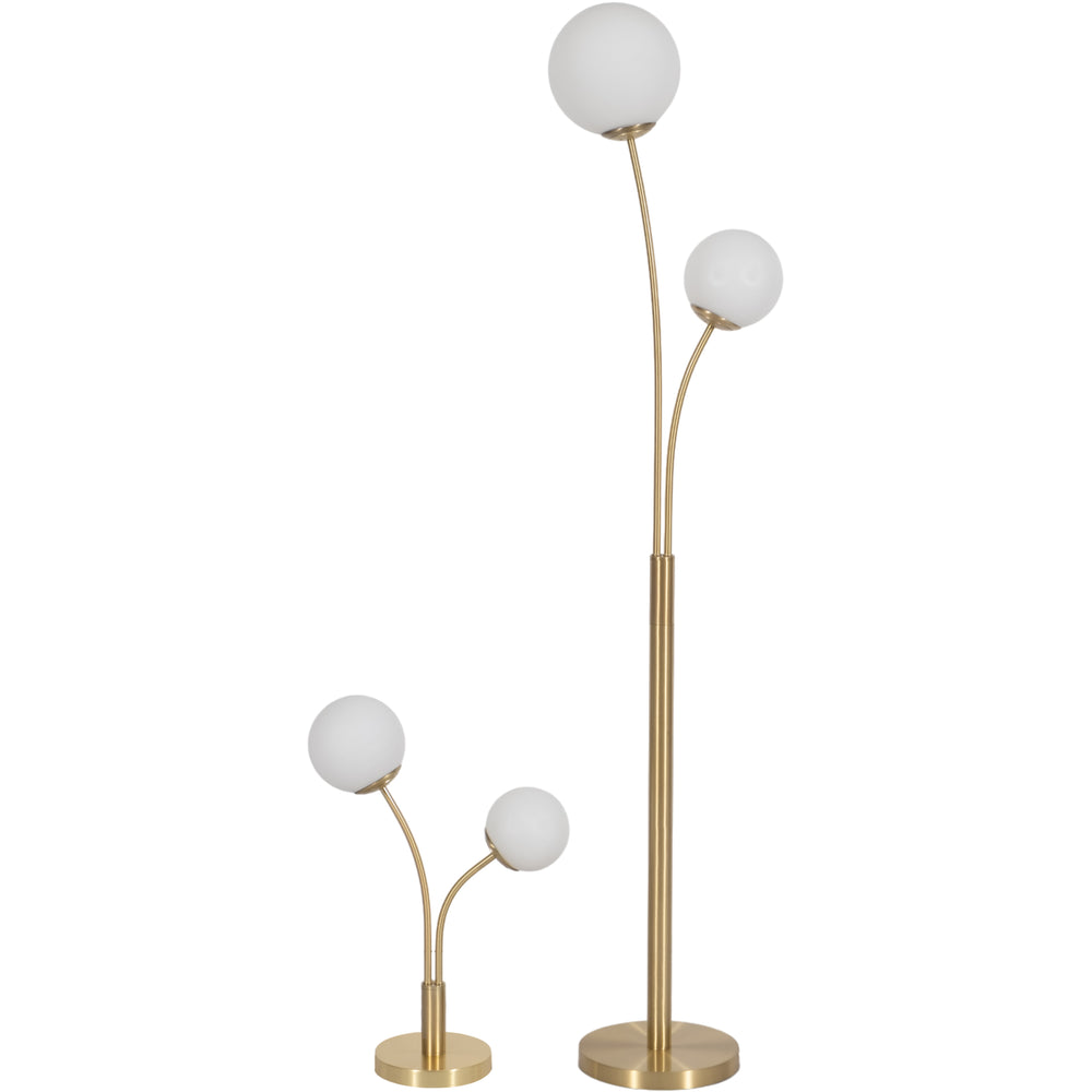 Metal Double Globe Lamps, Gold, Set of 2-Lighting-High Fashion Home