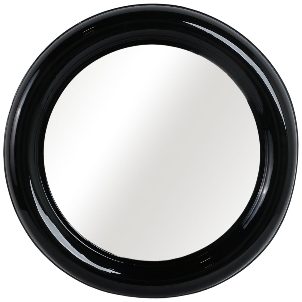 Metal Round Mirror, Black