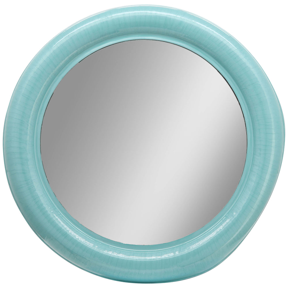 Metal Round Mirror, Turquoise