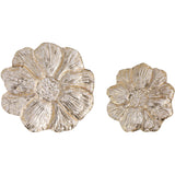 Metal Wall Flowers, Gold/White, Set of 2