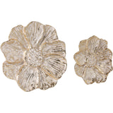 Metal Wall Flowers, Gold/White, Set of 2