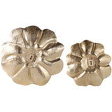 Metal Wall Flowers, Gold/White, Set of 2