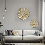 Metal Wall Flowers, Gold/White, Set of 2