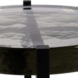 Metal and Glass Side Table, Black