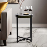 Metal and Glass Side Table, Black