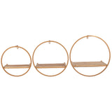 Metal and Wood Wall Shelves, Bronze, Set of 3