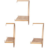 Metal and Wood Wall Shelves, Bronze, Set of 3