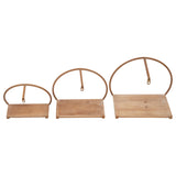 Metal and Wood Wall Shelves, Bronze, Set of 3