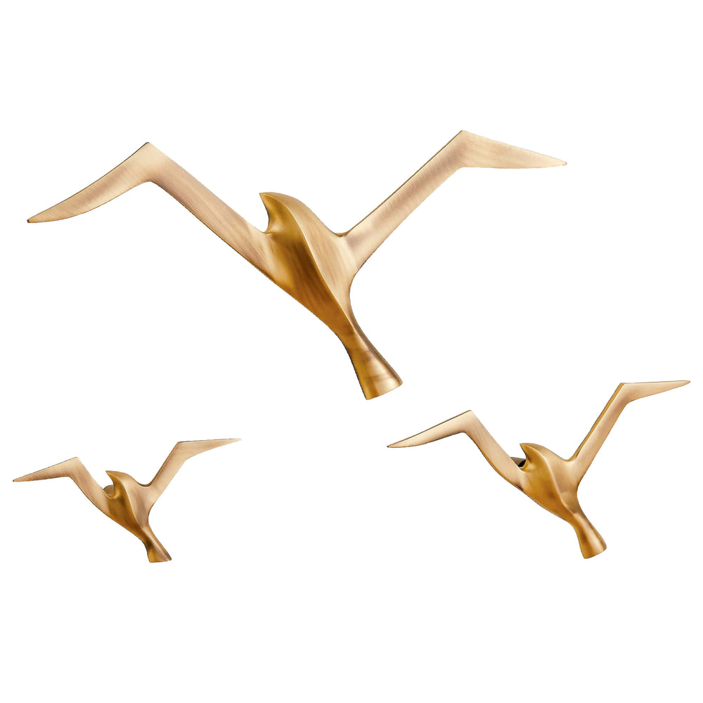 Metallic Flock Wall Decor, Antique Brass