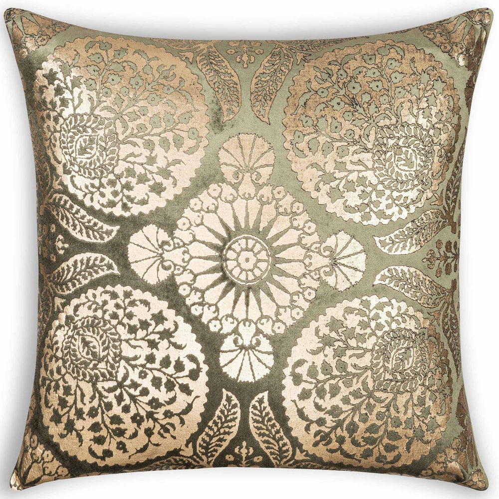 Mila Gold Motif Pillow, Green