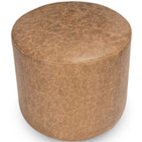 Millo Leather Round Ottoman, Sedona Brown-Furniture - Chairs-High Fashion Home