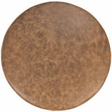 Millo Leather Round Ottoman, Sedona Brown-Furniture - Chairs-High Fashion Home