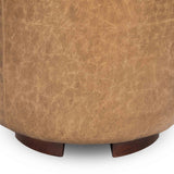 Millo Leather Round Ottoman, Sedona Brown-Furniture - Chairs-High Fashion Home