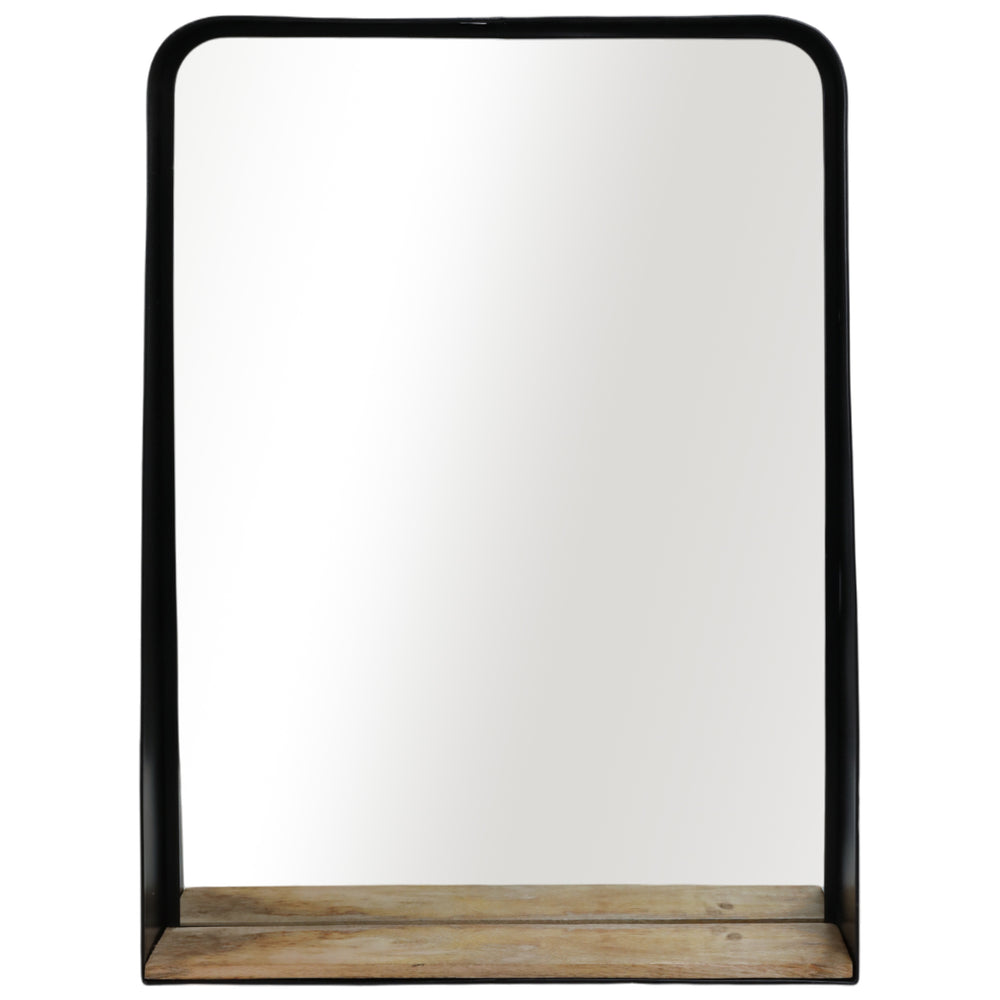 Mirror w/Shelf, Black/Brown