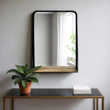 Mirror w/Shelf, Black/Brown