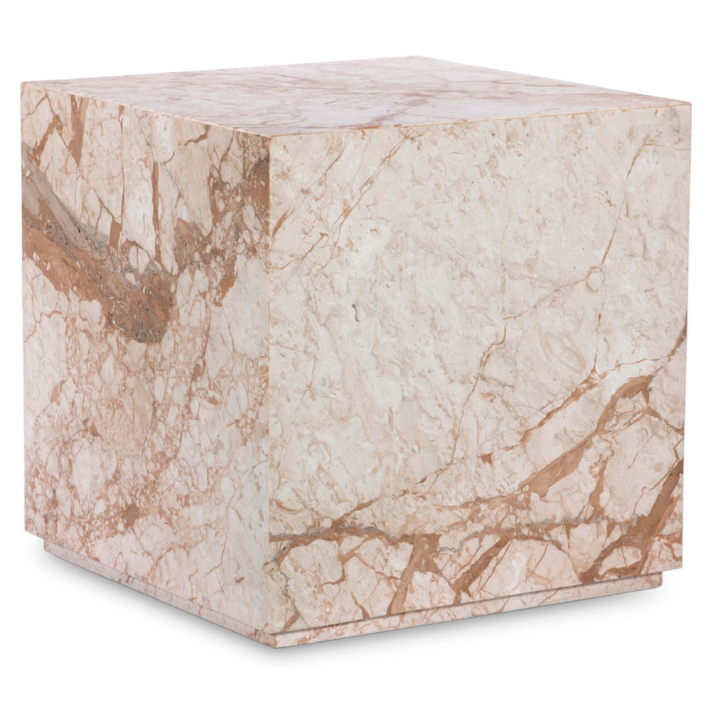 Modern Marble Plinth End Table, Desert Taupe by Four Hands