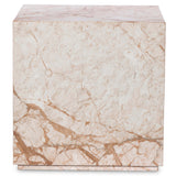 Modern Marble Plinth End Table, Desert Taupe