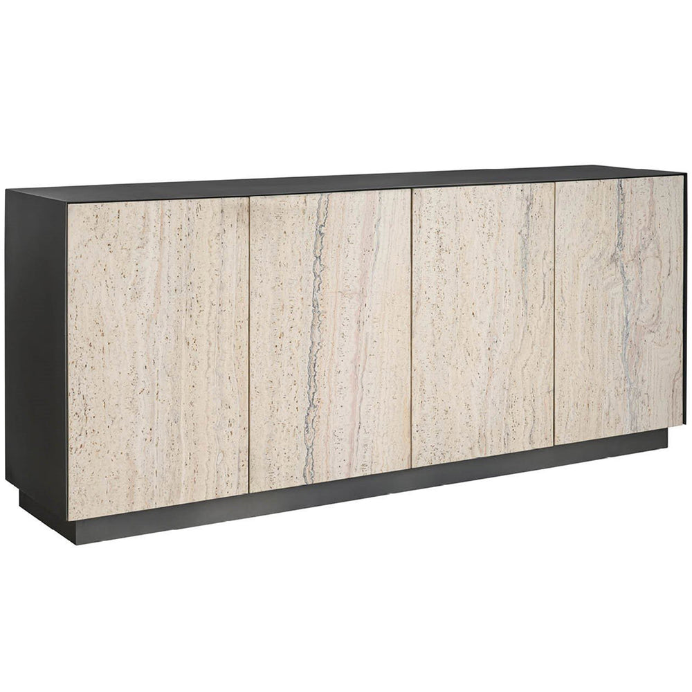 Modern Stone Credenza, Black-Furniture - Storage-High Fashion Home