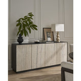 Modern Stone Credenza, Black-Furniture - Storage-High Fashion Home