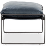 Morgan Leather Ottoman, Ocean Blue-Furniture - Chairs-High Fashion Home