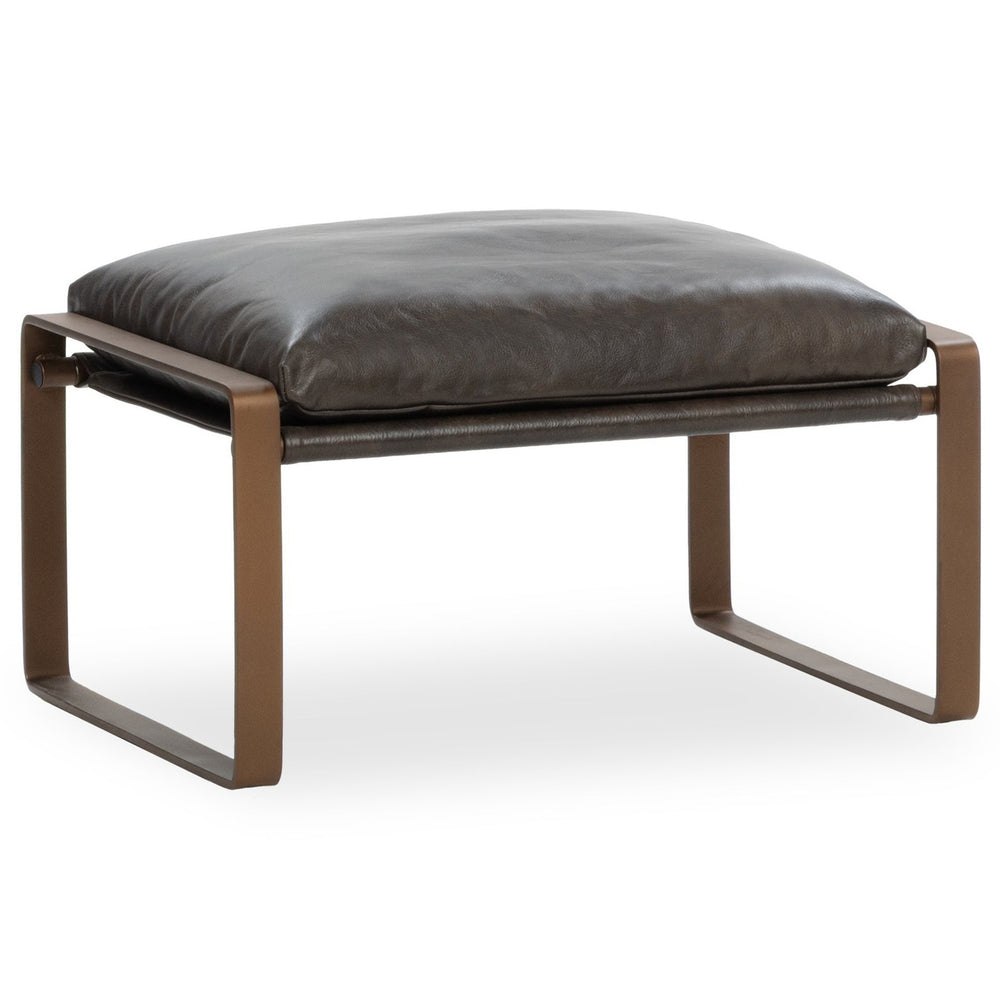 Morgan Leather Ottoman, Truffle Brown-Furniture - Chairs-High Fashion Home