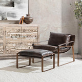 Morgan Leather Ottoman, Truffle Brown-Furniture - Chairs-High Fashion Home