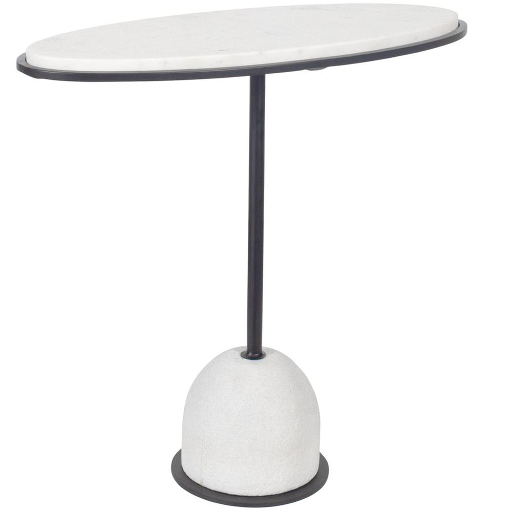 Morro Oval Side Table, White Marble