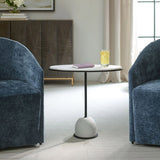 Morro Oval Side Table, White Marble
