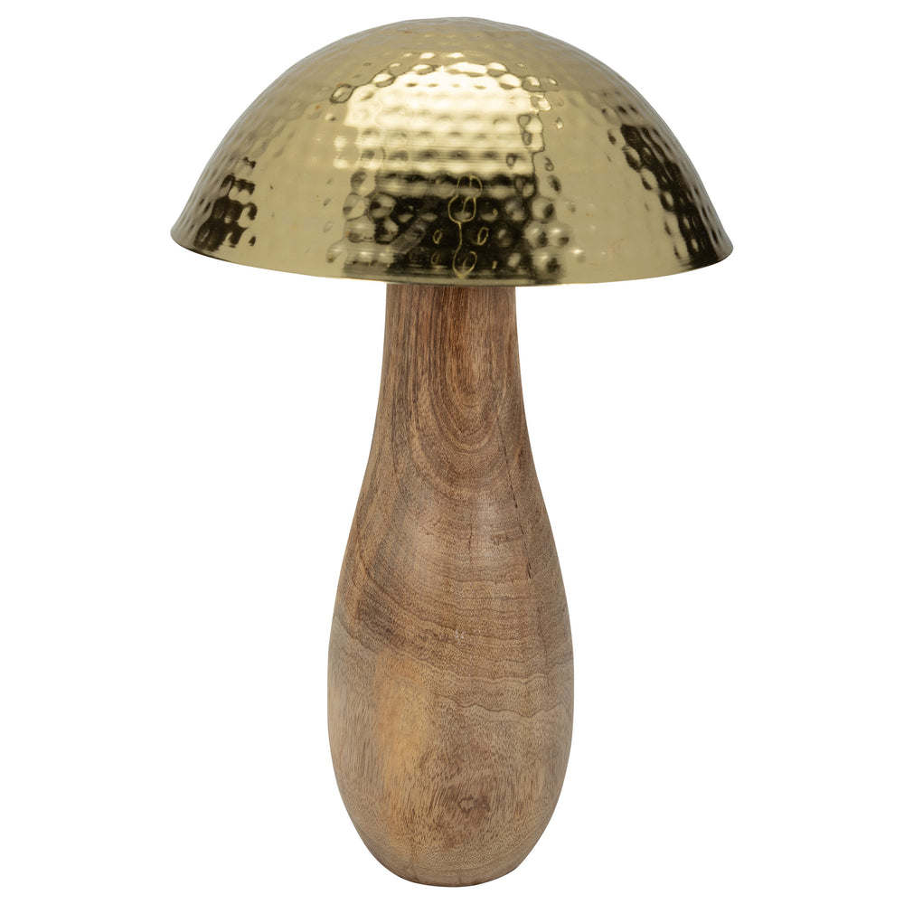Mushroom w/Wood Base, Gold-Accessories-High Fashion Home