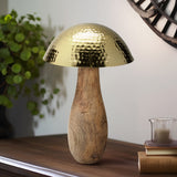 Mushroom w/Wood Base, Gold-Accessories-High Fashion Home