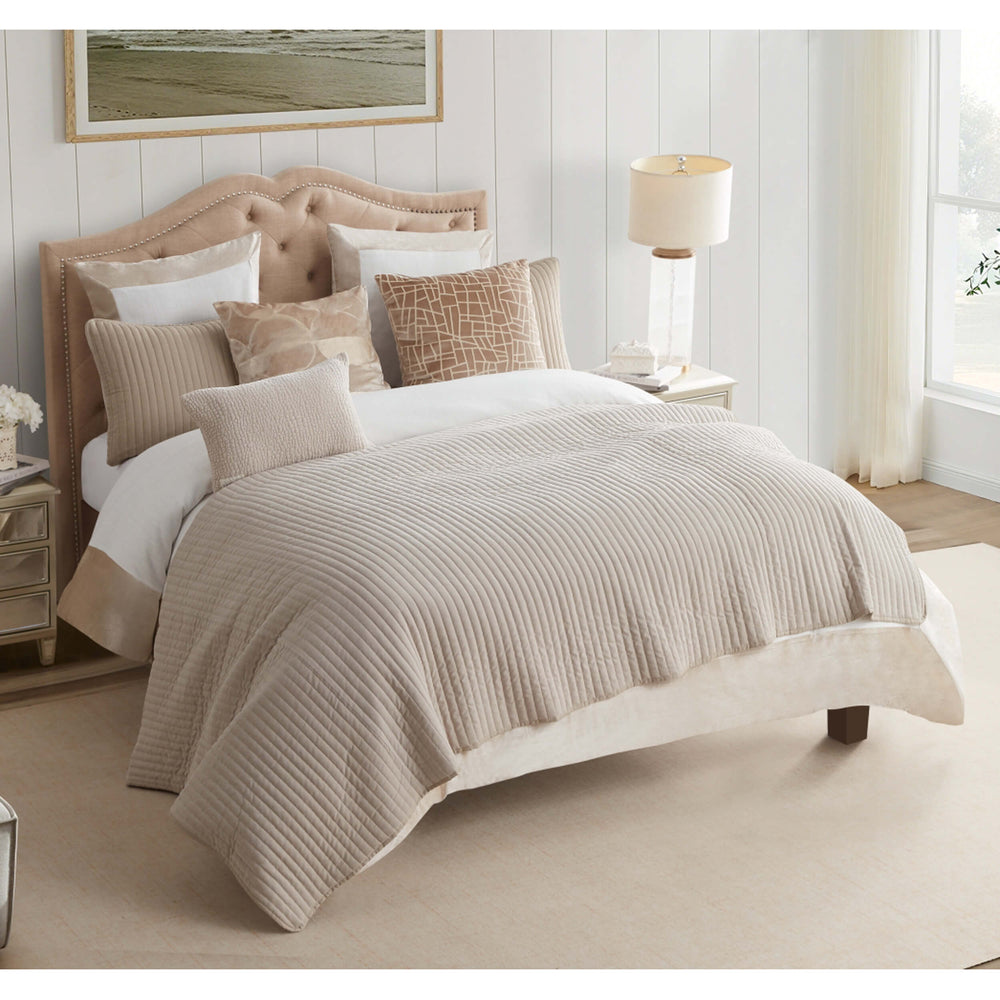 Mykonos Linen Quilt Set, Beige-Accessories-High Fashion Home