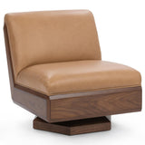 Myla Leather Swivel Accent Chair, Tan-Furniture - Chairs-High Fashion Home