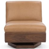 Myla Leather Swivel Accent Chair, Tan-Furniture - Chairs-High Fashion Home