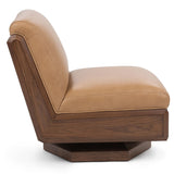 Myla Leather Swivel Accent Chair, Tan-Furniture - Chairs-High Fashion Home