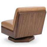 Myla Leather Swivel Accent Chair, Tan-Furniture - Chairs-High Fashion Home