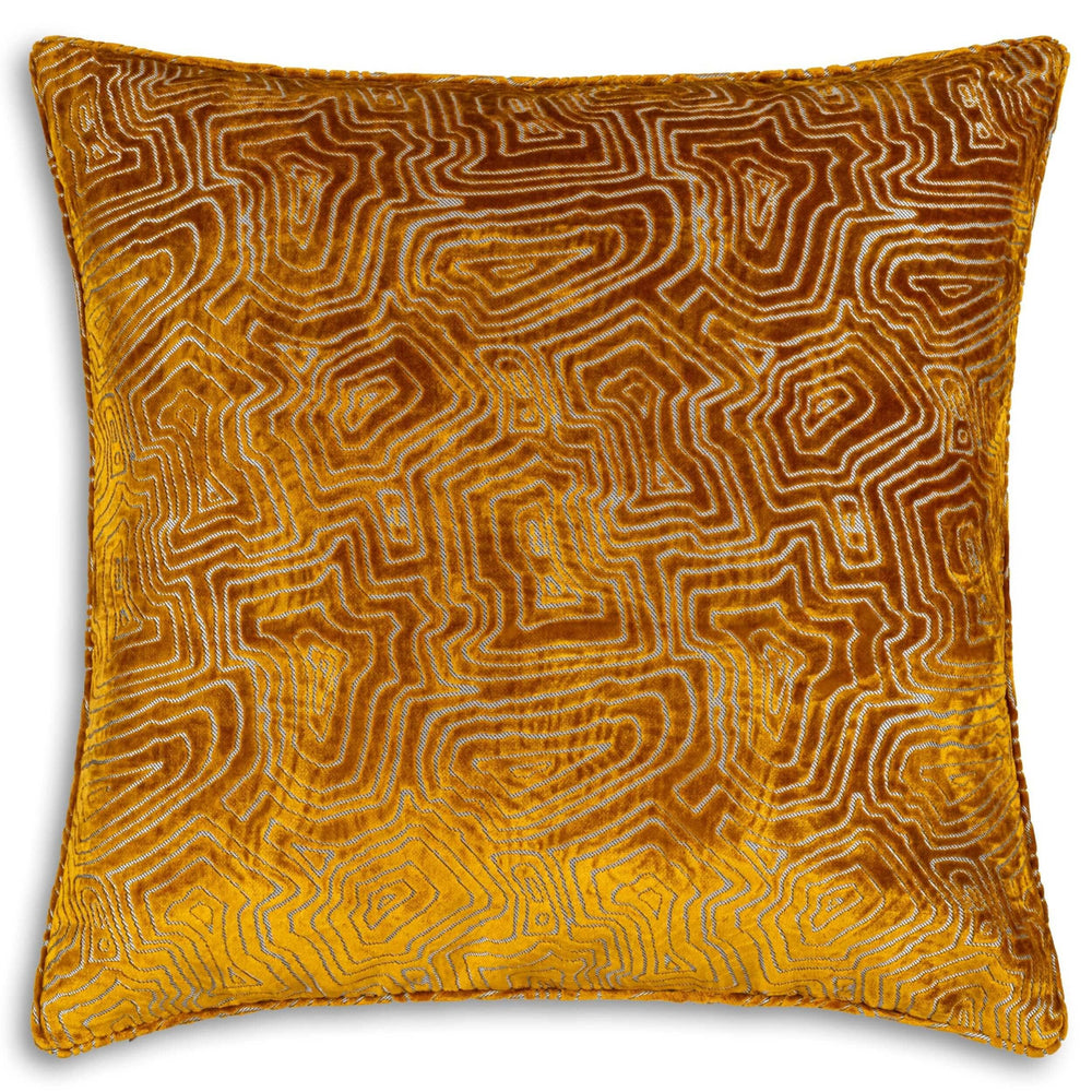 Nala Geometric Pillow, Mustard-Accessories-High Fashion Home