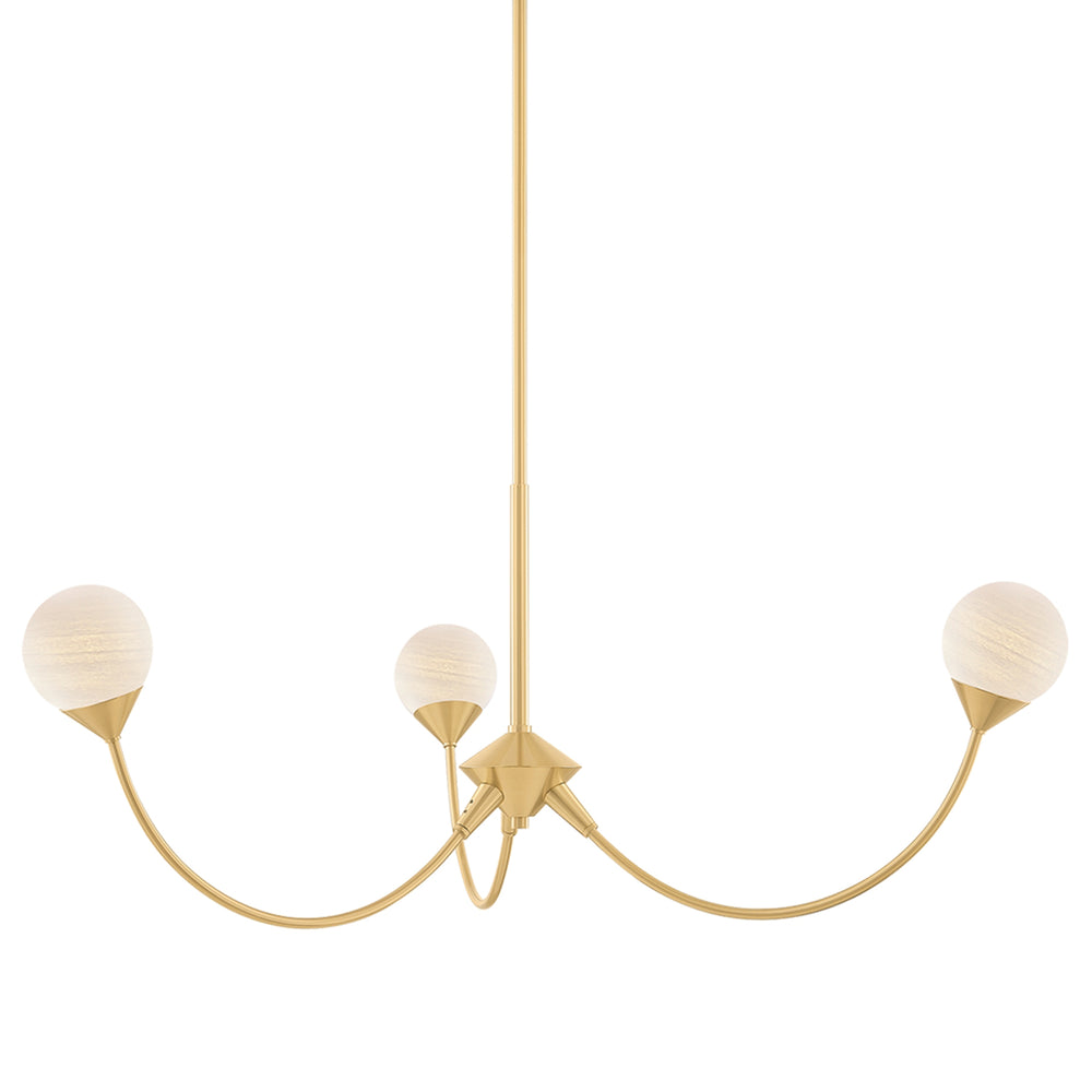 Natasha 3 Light Chandelier, Aged Brass